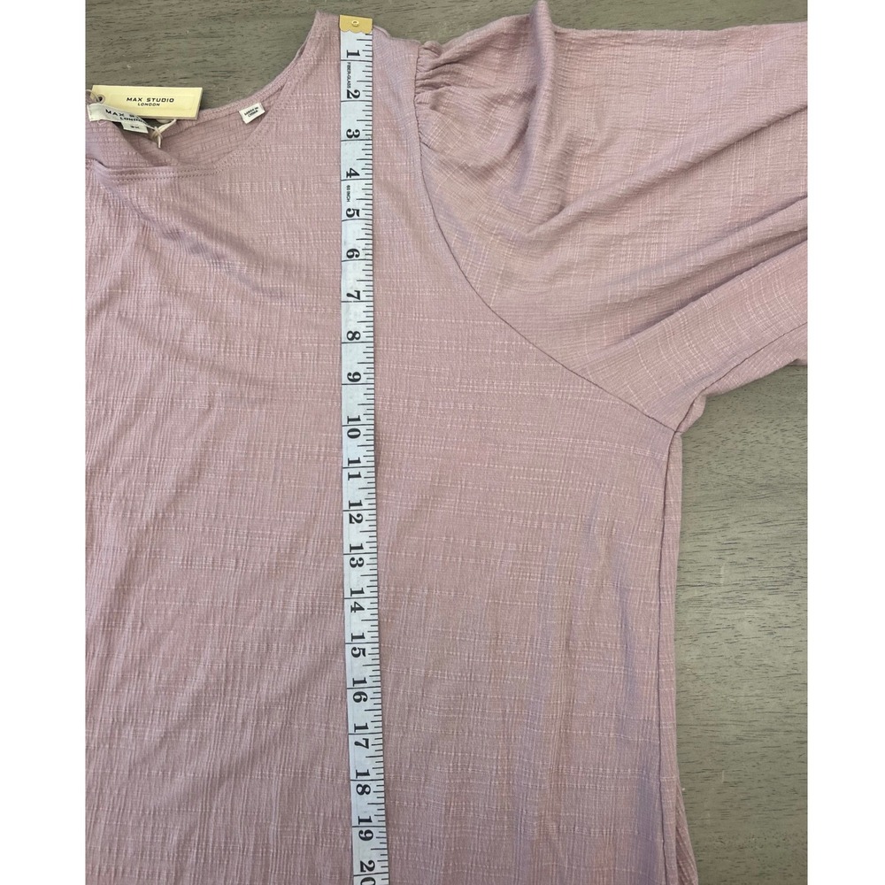Max Studio London Women 3X Mauve Pink Slub Knit Balloon Sleeve Blouse NWT - Picture 5 of 8